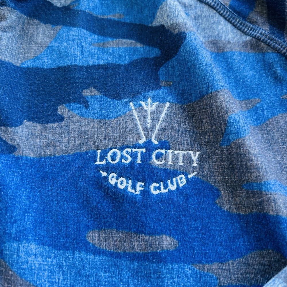 Puma Volition Golf 1/4 Zip Pullover XL Blue Camo Lost City Club USA Flag - Picture 4 of 11